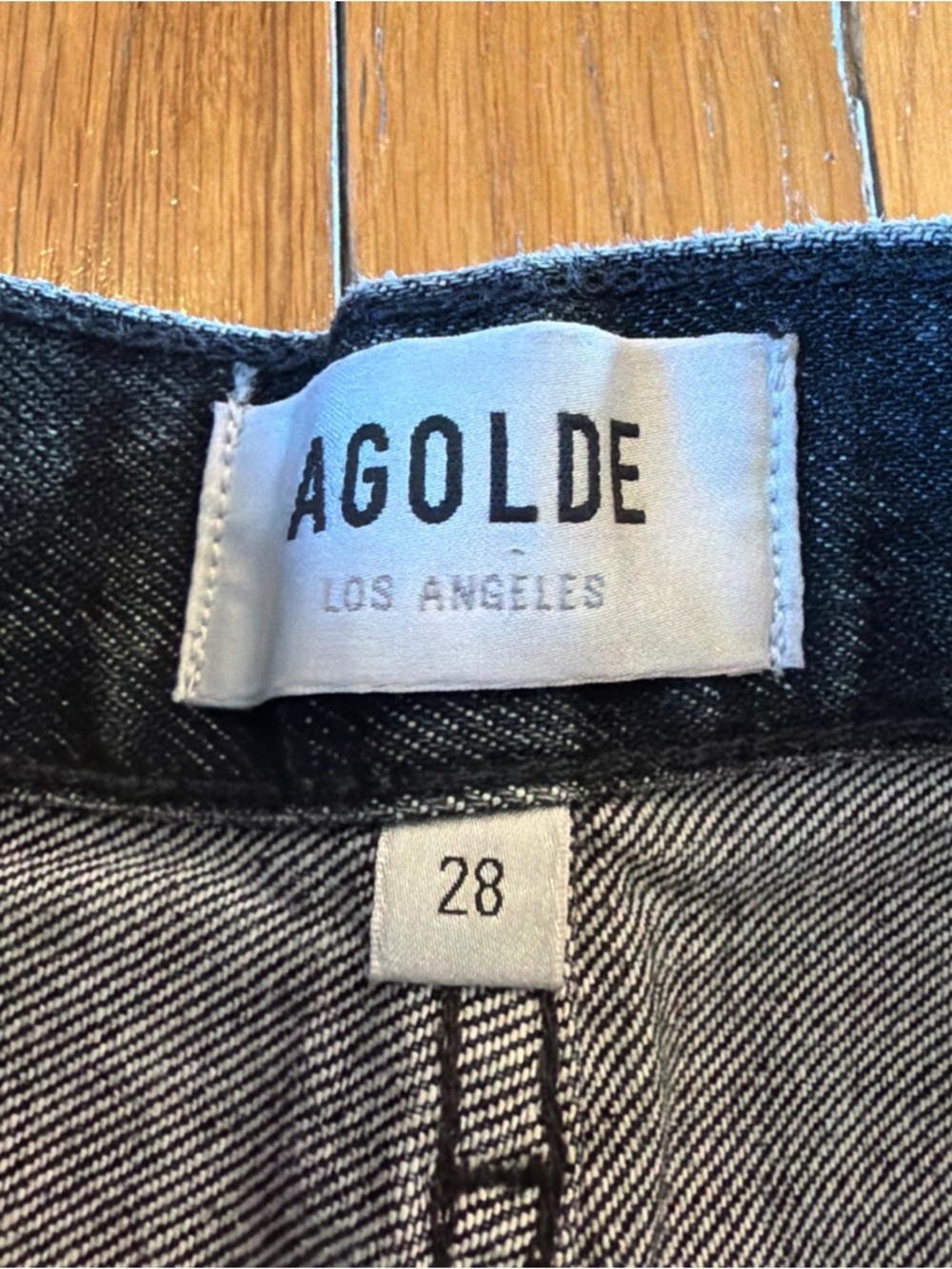 AGOLDE Wide Cuff Leg High Rise Fran Jeans Black Denim Button Fly Women’s Sz 28 - Picture 4 of 7